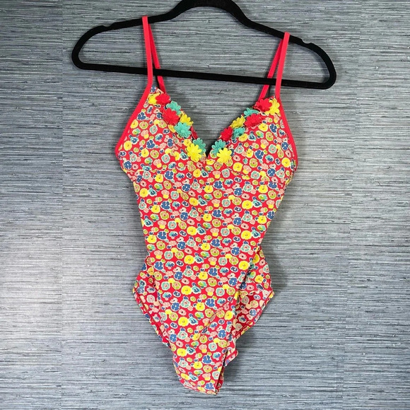 Boden Floral One Piece Swimsuit - Red, Yellow, Blue - Picture 1 of 7